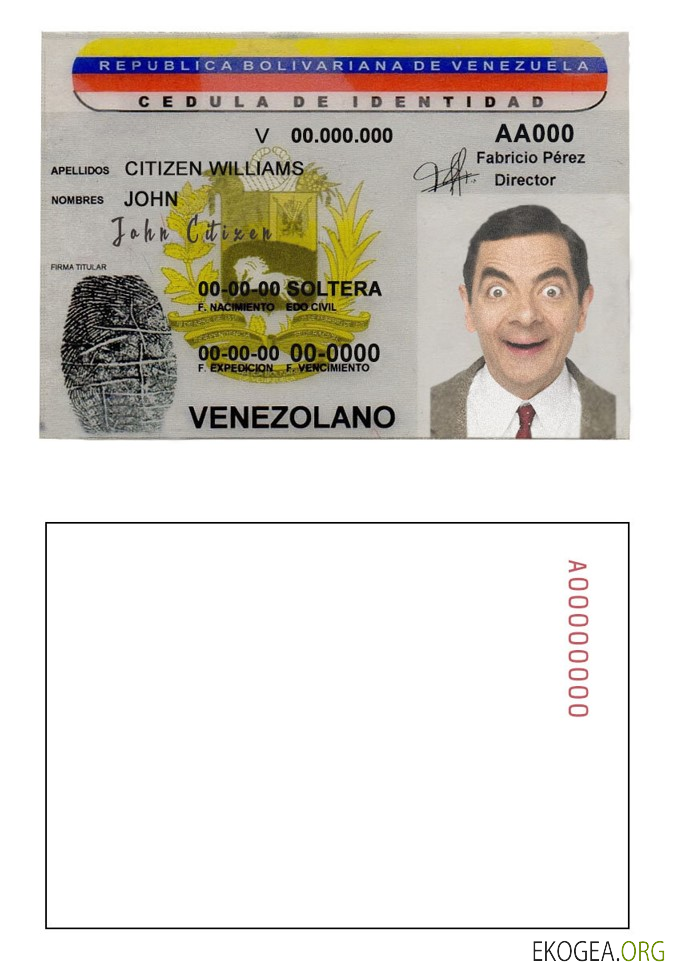 Carte d'identité du Venezuela